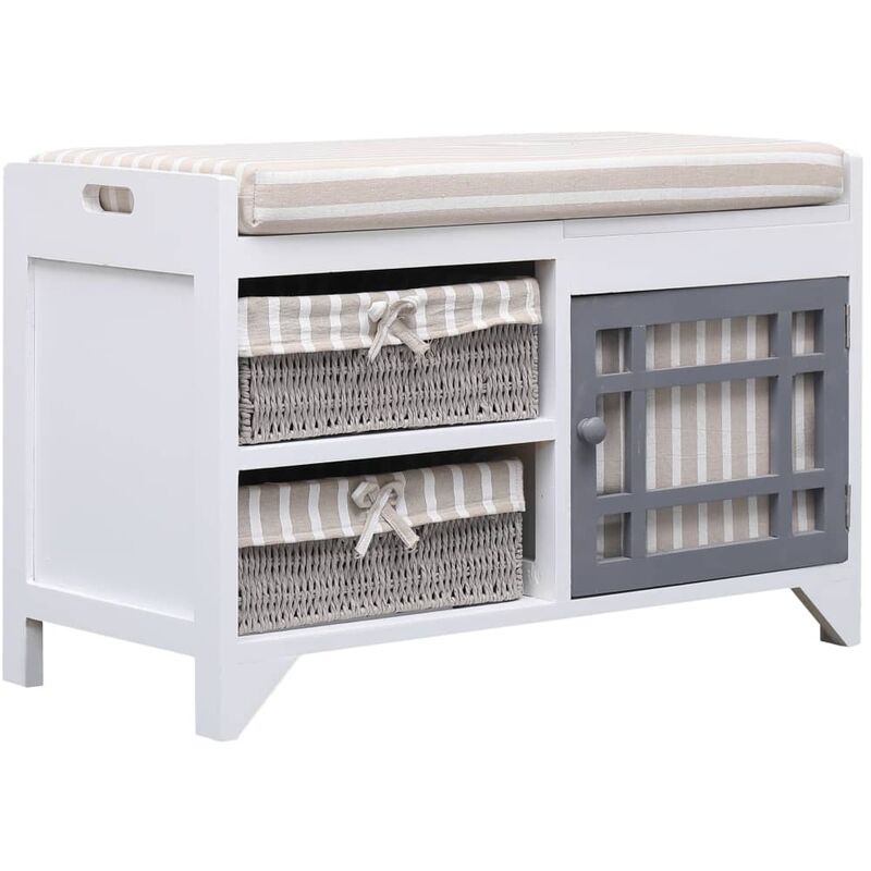

Banco de recibidor de madera de Paulownia blanco 70x33,5x45 cm - Blanco
