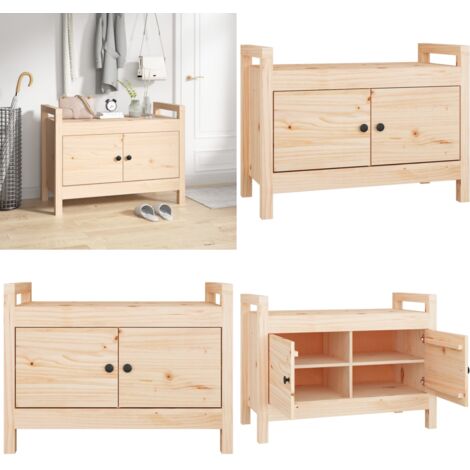 Banco de recibidor madera maciza de pino 80x40x60 cm - Banco de pasillo - Mueble de entrada