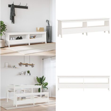 Banco de recibidor madera maciza de pino blanco 160x28x45 cm - Banco de pasillo - Muebles de entrada