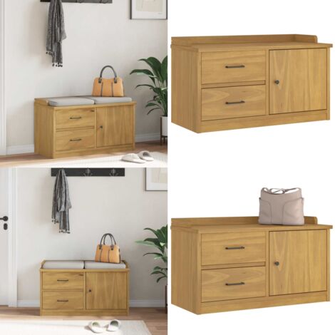Banco de recibidor SANDNES madera maciza de pino 87x40x50 cm - Banco de entrada - Banco de madera