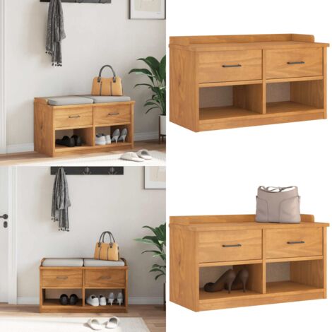 Banco de recibidor SANDNES madera maciza de pino 87x40x50 cm - Banco de entrada - Banco de madera