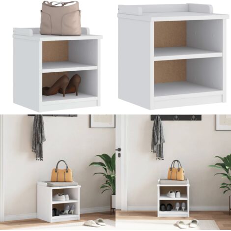 Banco de recibidor SANDNES madera maciza pino blanco 45x40x50cm - Banco de entrada - Banco de madera