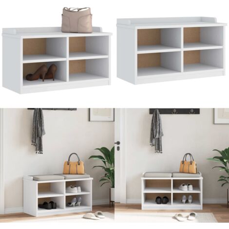 Banco de recibidor SANDNES madera maciza pino blanco 87x40x50cm - Banco de entrada - Banco de madera