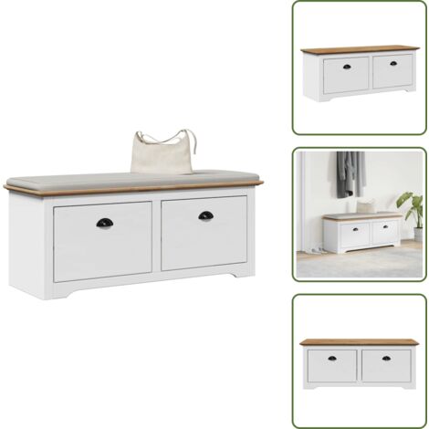 Banco de recibidor - vidaXL Banco de recibidor BODO blanco y marrón 114x40x45 cm - Banco de madera