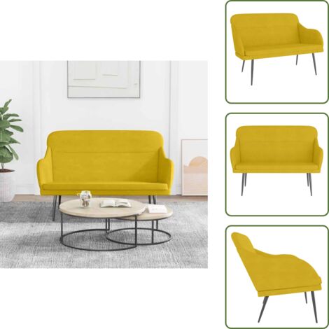 Banco de relajación - vidaXL Banco de terciopelo amarillo 110x76x80 cm - Banco de televisión