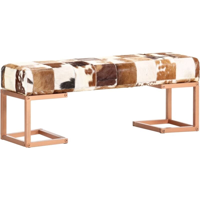 

vidaXL Banco de Retales Patchwork Cuero Auténtico Cabra Marrón 110 cm - Marrón