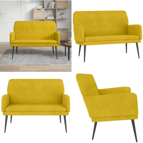 Banco de terciopelo amarillo 108x79x79 cm - Banco amarillo - Banco de lectura