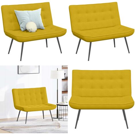 Banco de terciopelo amarillo 110x74x84 cm - Banco amarillo - Banco de salón