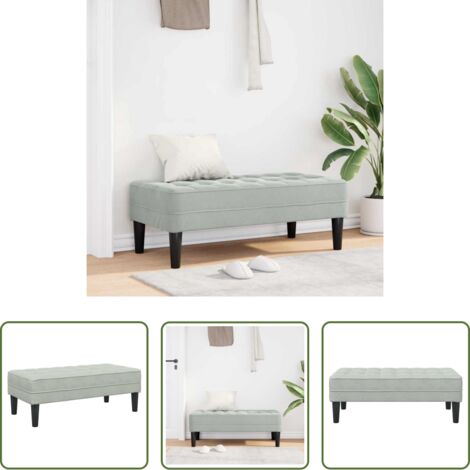 Banco de terciopelo -  Banco con cojín Gris Claro 113 x 57 x 39 cm Terciopelo