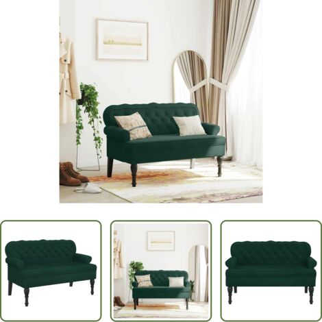 Banco de terciopelo -  Banco con respaldo terciopelo verde oscuro 119,5x64,5x75 cm