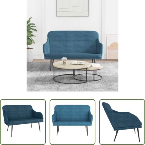 Banco de terciopelo -  Banco de terciopelo azul 110x76x80 cm