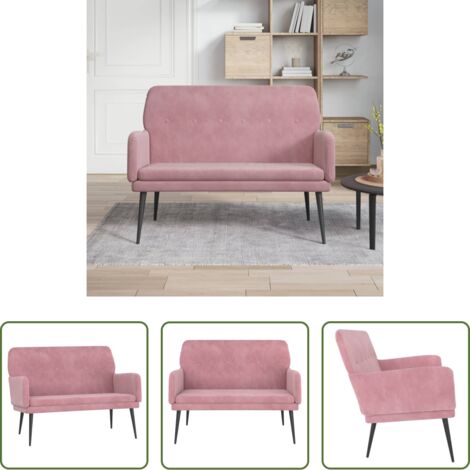 Banco de terciopelo -  Banco de terciopelo rosa 108x79x79 cm