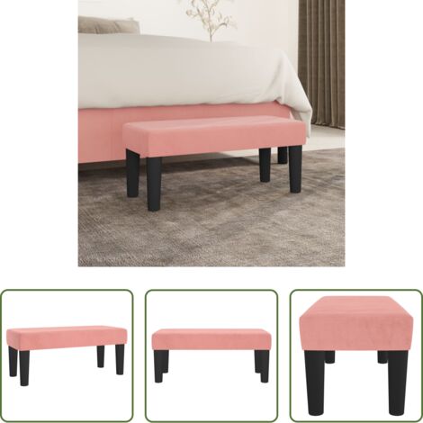 Banco de terciopelo -  Banco de terciopelo rosa 70x30x30 cm