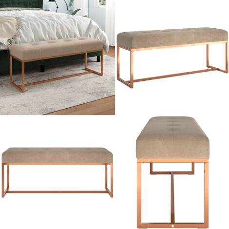 Banco de terciopelo beige 110x36x45 cm - Banco multifuncional - Banco de pie