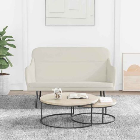 Banco de terciopelo color crema 110x76x80 cm