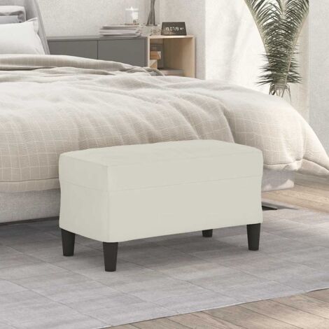 Banco de terciopelo color crema 70x35x41 cm