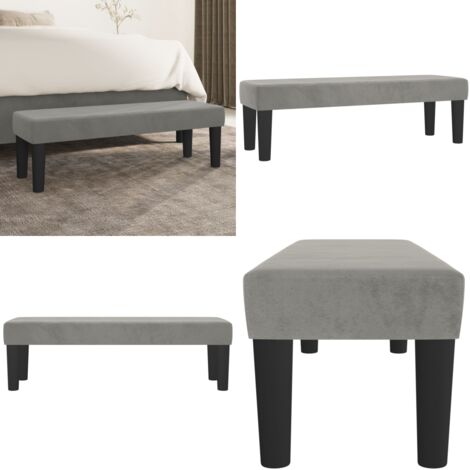 Banco de terciopelo gris claro 100x30x30 cm - Banco multifuncional - Banco de pie de cama
