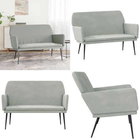 Banco de terciopelo gris claro 108x79x79 cm - Banco gris claro - Banco de lectura