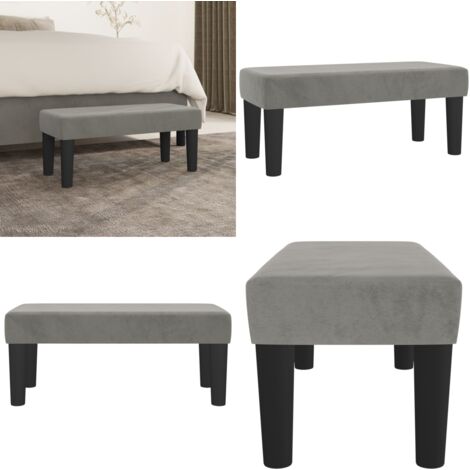 Banco de terciopelo gris claro 70x30x30 cm - Banco multifuncional - Banco de pie de cama