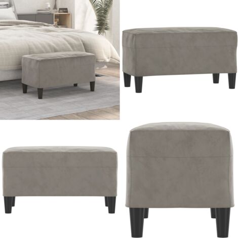 Banco de terciopelo gris claro 70x35x41 cm - Banco de pie - Banco de recibidor