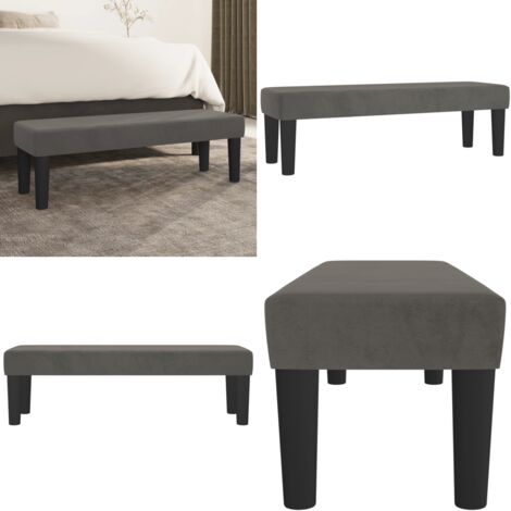 Banco de terciopelo gris oscuro 100x30x30 cm - Banco gris oscuro - Banco multifuncional