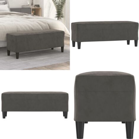 Banco de terciopelo gris oscuro 100x35x41 cm - Banco de pie - Banco de recibidor