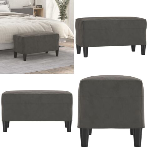 Banco de terciopelo gris oscuro 70x35x41 cm - Banco de pie - Banco de recibidor