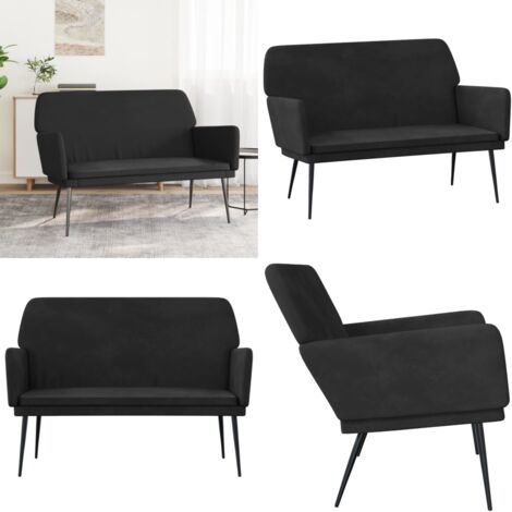Banco de terciopelo negro 108x79x79 cm - Banco negro - Banco de lectura