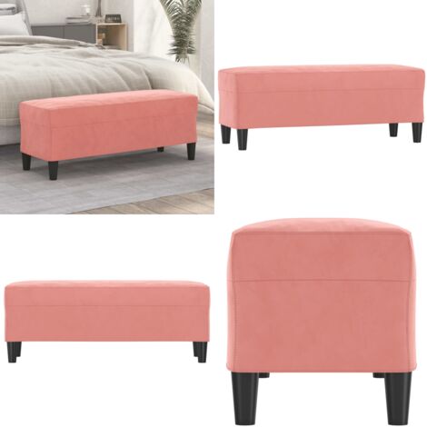 Banco de terciopelo rosa 100x35x41 cm - Banco de pie - Banco de recibidor