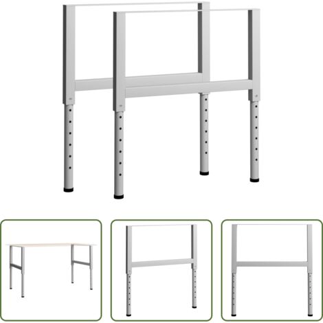 Banco de trabajo ajustable -  Estructura de banco de trabajo 2 uds metal 85x(69-95,5)cm gris