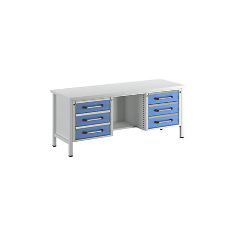 Banco de trabajo  bastidor modular  anchura 2000 mm  6 cajones