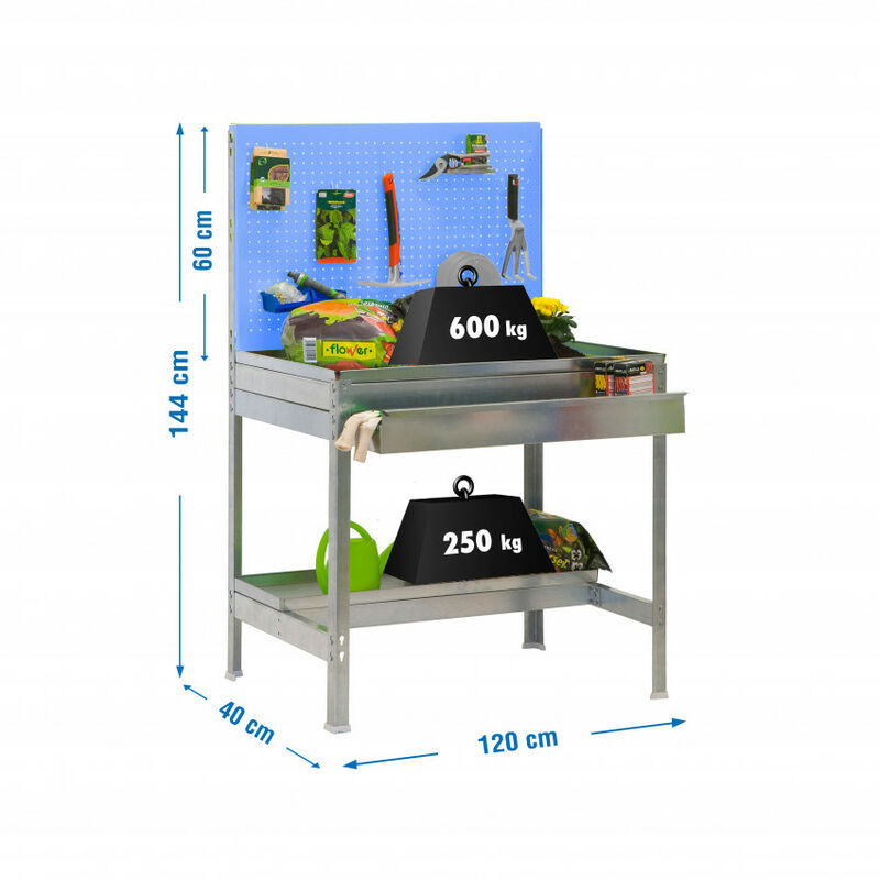 

Simonrack - Banco de trabajo Con Cajon azul 144x120x40cm. 600Kg