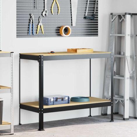 Banco de trabajo con estante Negro 115 x 55 x 91 cm