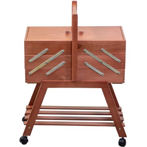 Banco de trabajo de madera n.40 con ruedas de nogal cm45x28h62