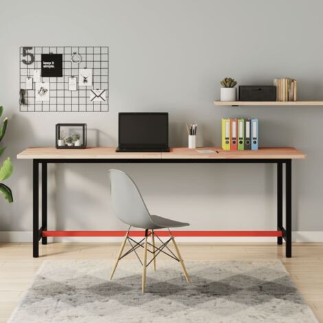 Banco de trabajo madera maciza de haya y metal 200x55x81,5 cm vidaXL