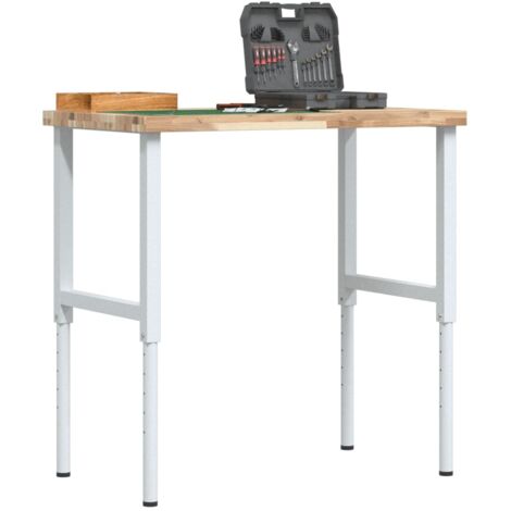 Banco de trabajo rectangular madera maciza 100x60x(73-99,5) cm vidaXL