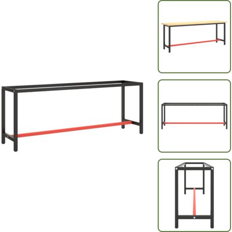 Banco de trabajo resistente - vidaXL Estructura banco de trabajo metal negro y rojo mate 210x50x79cm -