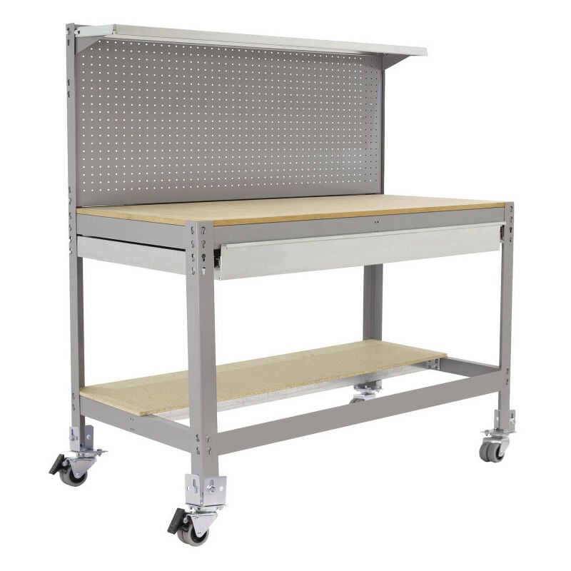

Banco de trabajo Simonwork con ruedas BT3 Box gris/madera 152x91x61cm
