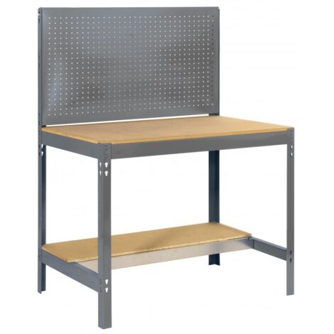Banco de trabajo SIMONWORK de 2 estantes (144,5x121x61cm) GRIS Y MADERA