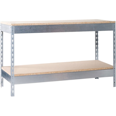 Banco de trabajo SIMONWORK de 2 estantes (90x180x90cm) GALVA Y MADERA