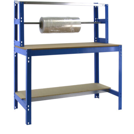 Banco de trabajo SIMONWORK de 3 estantes (144,5x151x76cm) AZUL Y MADERA