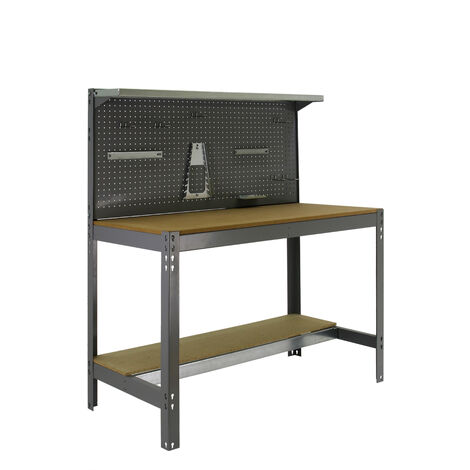 Banco de trabajo SIMONWORK de 3 estantes (144,5x91x61cm) GRIS Y MADERA