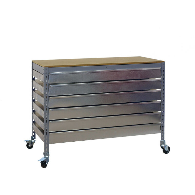 

Simonrack - Banco de trabajo Simonwork con ruedas BT5 Box6 gris/madera 95x91x61cm