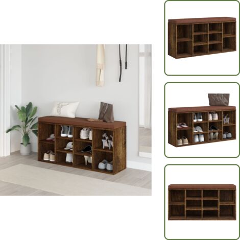 Banco de zapatos - vidaXL Banco zapatero madera contrachapada roble ahumado 103x30x48 cm - Banco de madera contrachapada