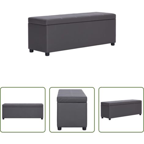 Banco decorativo -  Banco con espacio de almacenaje 116 cm cuero sintético gris