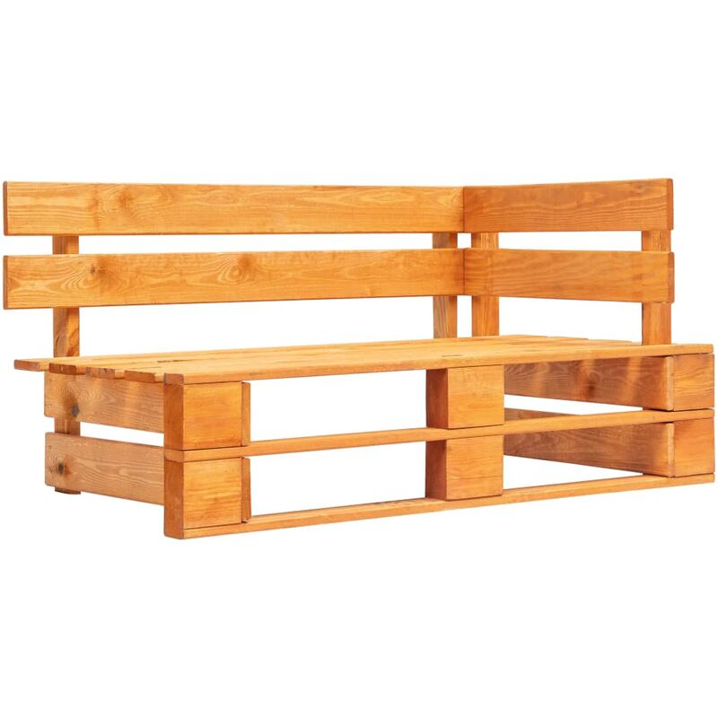 

Banco esquinero de pales para jardin madera marron miel
