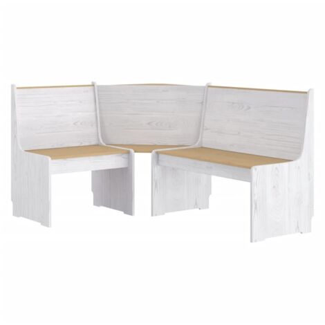 Banco esquinero para cocina o salón 151 cm en madera marrón miel y blanca DEC025005