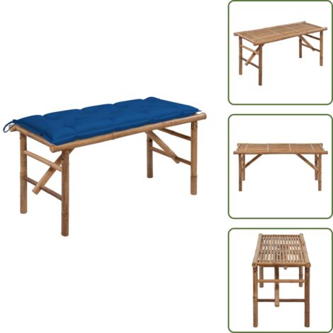 Banco exterior - vidaXL Banco de jardín plegable con cojín bambú 118 cm - Banco de jardín con cojín