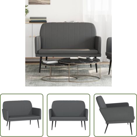 Banco gris -  Banco de cuero sintético gris 107x80x81 cm