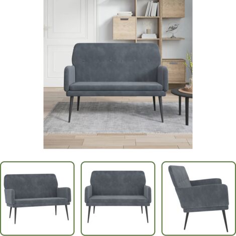 Banco gris -  Banco de terciopelo gris oscuro 108x79x79 cm